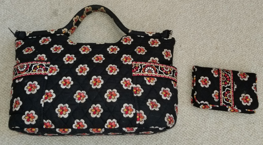 Womens Purse-VERA BRADLEY-Retired 'Pirouette' quilted 'Gabby Satchel' + wallet